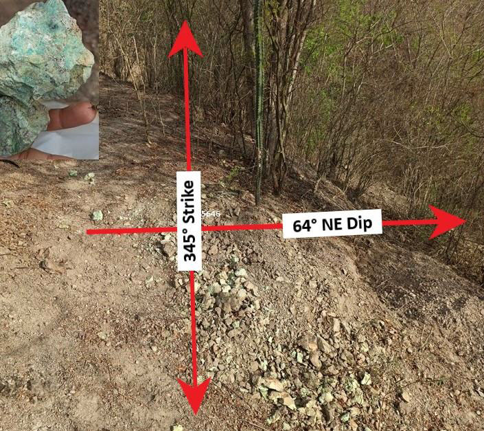 Fig 3. “Ventana Zone” outcrop 425646 – 345° Azimuth - 64°NE Dip